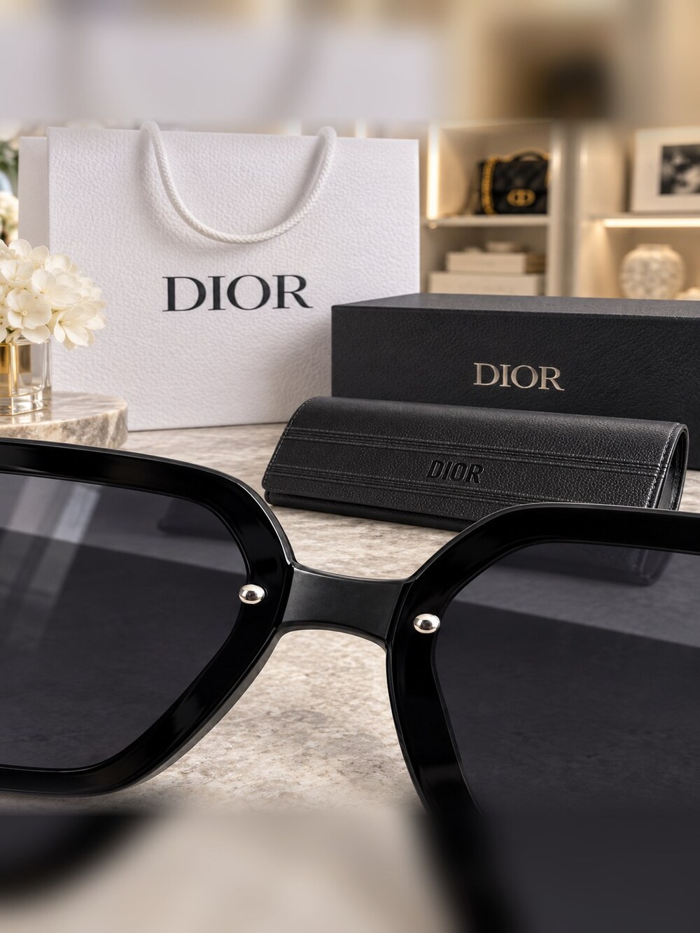 Dior Black Oversized Square Sunglasses - Picture 5 of 6